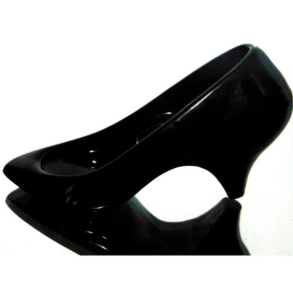 NEW Oneida Black Blown ART GLASS SLIPPER SHOE Ring Box Wedding Cake Topper Decor - Picture 10 of 13